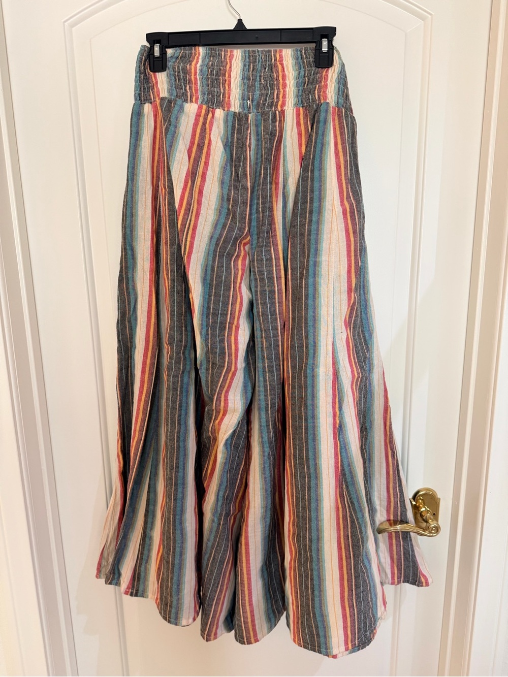 Striped Multi-Color Smocked Waist Maxi Skirt